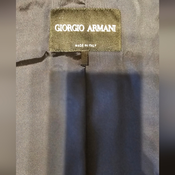 GIORGIO ARMANI Black Silk/Velvet Royal Blue Crepe Single Breasted, S - Picture 9 of 10